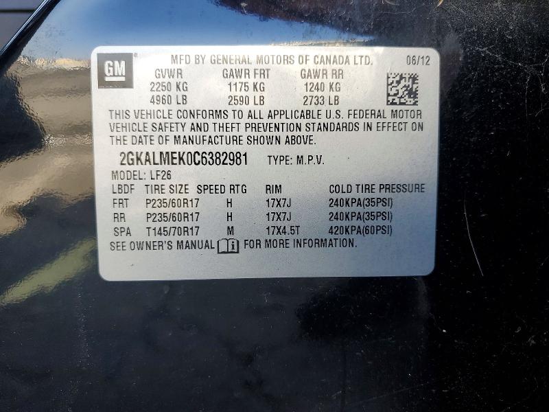 Продаж на аукціоні авто 2012 Gmc Terrain, vin: 2GKALMEK0C6382981, номер лоту: 51903776