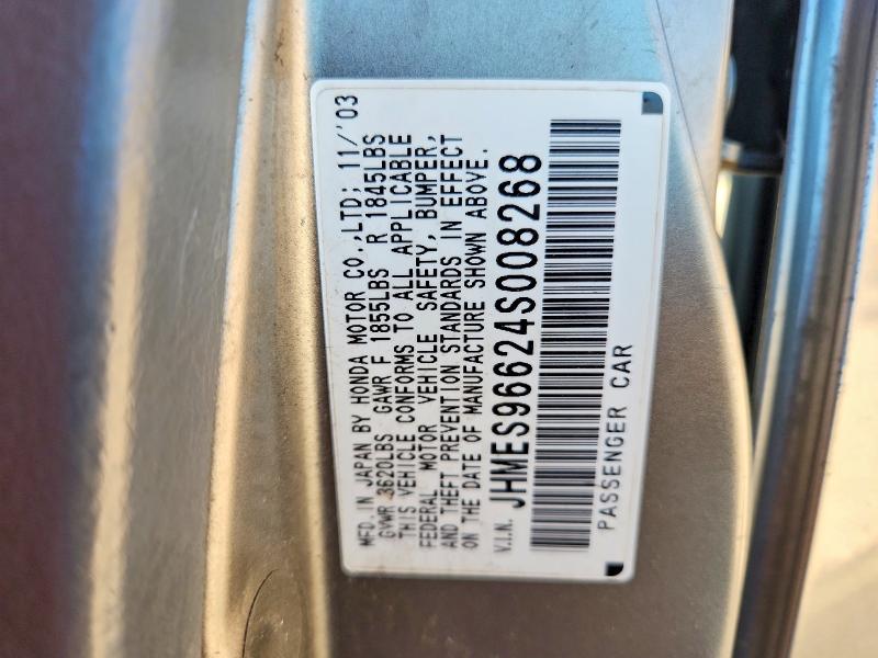 Продажа на аукционе авто 2004 Honda Civic, vin: JHMES96624S008268, номер лота: 50233466