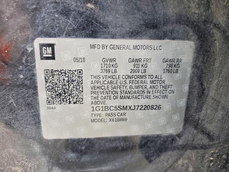 Aukcja sprzedaży 2018 Chevrolet Cruze, vin: 1G1BC5SMXJ7220826, numer aukcji: 48616696