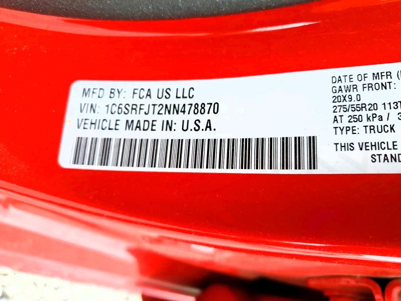 Продажа на аукционе авто 2022 Ram 1500, vin: 1C6SRFJT2NN478870, номер лота: 49590446