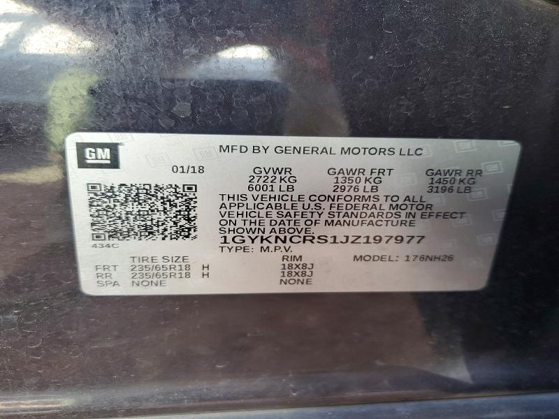 2018 Cadillac Xt5 მანქანა იყიდება აუქციონზე, vin: 1GYKNCRS1JZ197977, აუქციონის ნომერი: 49458306