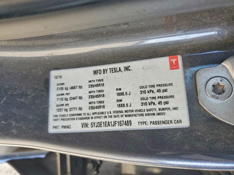 Продажа на аукционе авто 2018 Tesla Model 3, vin: 5YJ3E1EA1JF167489, номер лота: 52072576