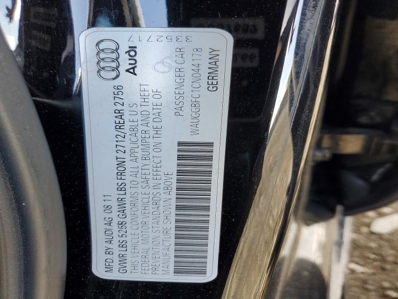 49489726 :رقم المزاد ، WAUGGBFC1CN044178 vin ، 2012 Audi A6 مزاد بيع