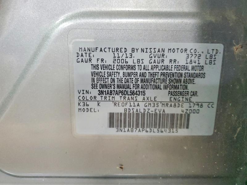 Aukcja sprzedaży 2013 Nissan Sentra, vin: 3N1AB7AP6DL564315, numer aukcji: 50756556