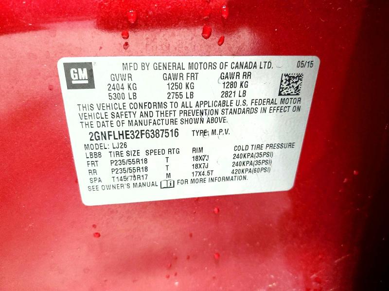 2015 Chevrolet Equinox მანქანა იყიდება აუქციონზე, vin: 2GNFLHE32F6387516, აუქციონის ნომერი: 51373966