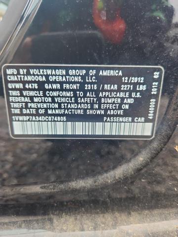 Продажа на аукционе авто 2013 Volkswagen Passat, vin: 1VWBP7A34DC074805, номер лота: 48871776