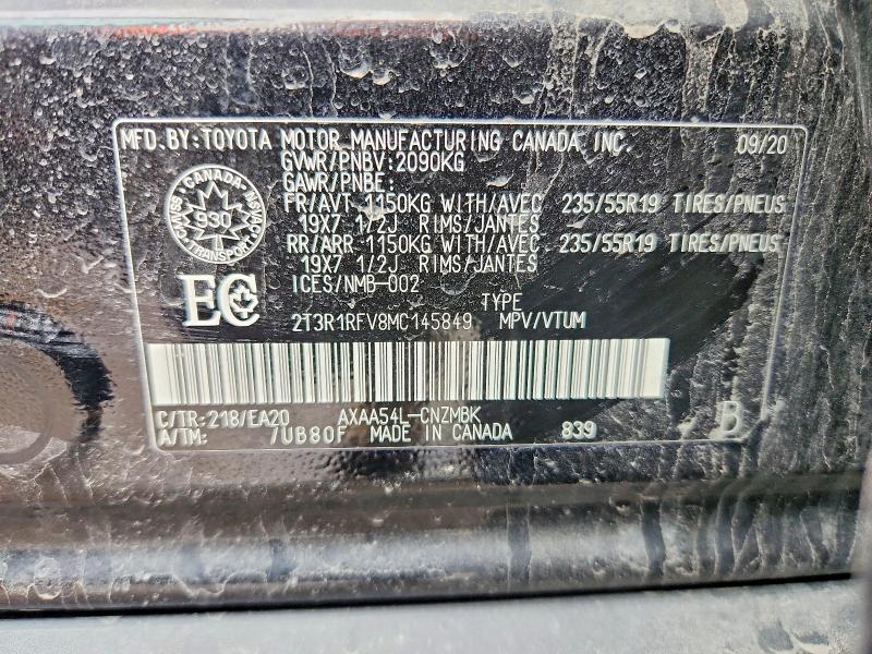 Aukcja sprzedaży 2021 Toyota Rav4 Xle 4p Ti, vin: 2T3R1RFV8MC145849, numer aukcji: 48320576
