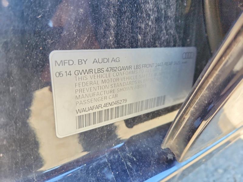 50489536 :رقم المزاد ، WAUAFAFL4EN045279 vin ، 2014 Audi A4 مزاد بيع