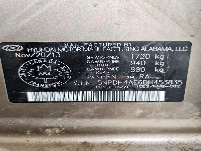 Aukcja sprzedaży 2013 Hyundai Elantra, vin: 5NPDH4AE6DH453835, numer aukcji: 48317656