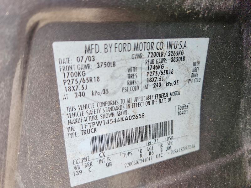 Продажа на аукционе авто 2004 Ford F150, vin: 1FTPW14544KA02658, номер лота: 51487166