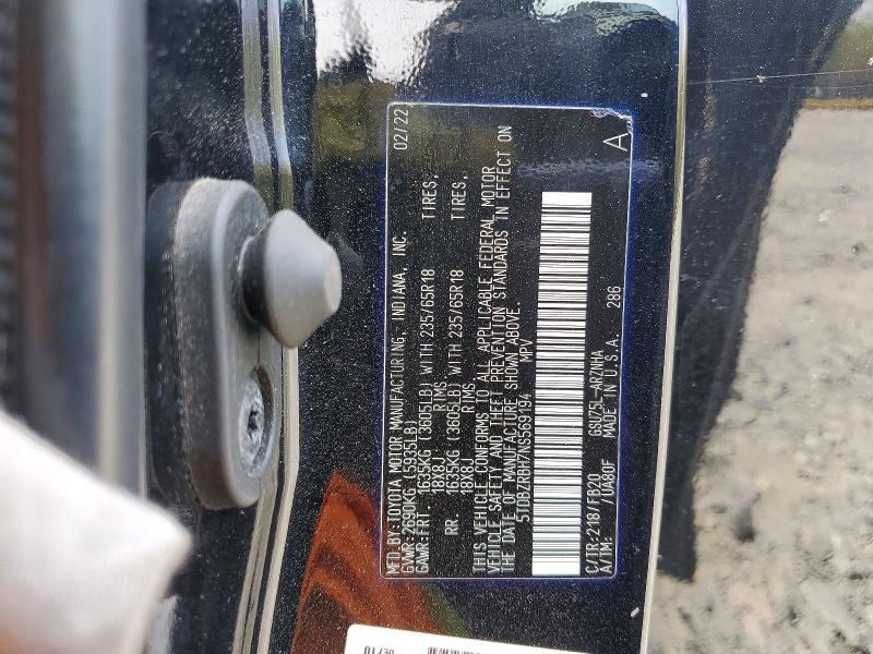 2022 Toyota Highlander მანქანა იყიდება აუქციონზე, vin: 5TDBZRBH7NS569194, აუქციონის ნომერი: 49682186