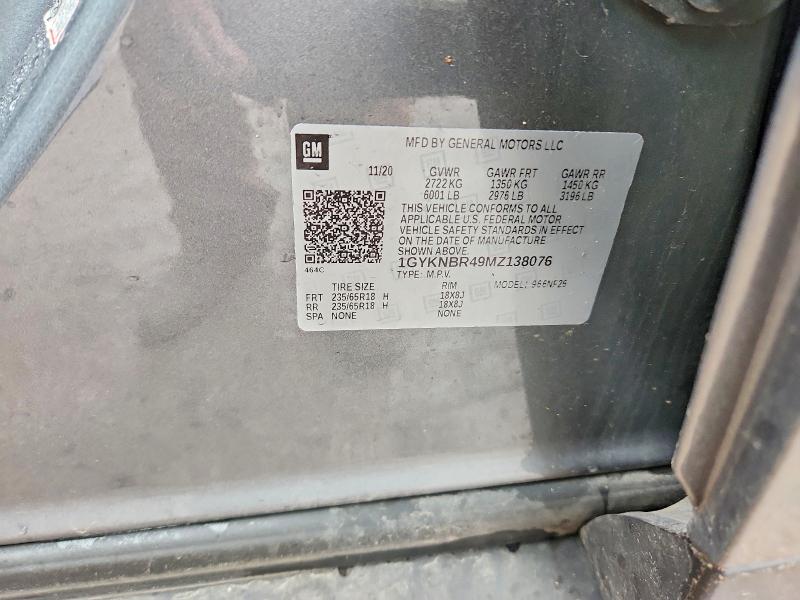 2021 Cadillac Xt5 მანქანა იყიდება აუქციონზე, vin: 1GYKNBR49MZ138076, აუქციონის ნომერი: 51777776