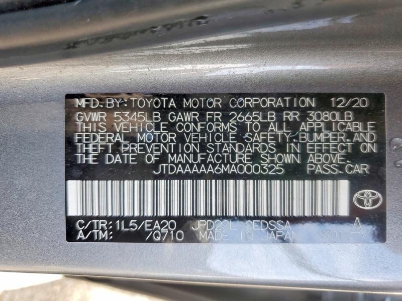 Aukcja sprzedaży 2021 Toyota Mirai, vin: JTDAAAAA6MA000325, numer aukcji: 47831386