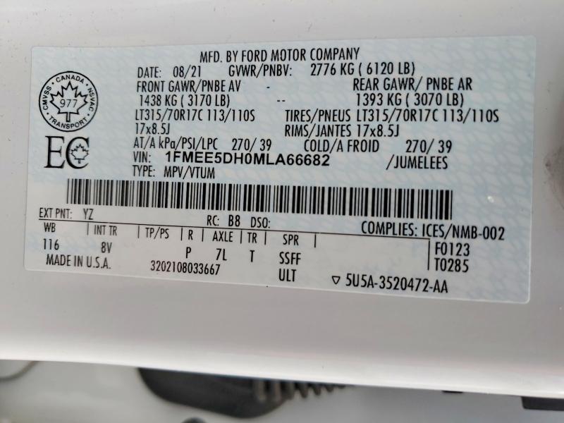 2021 Ford Bronco მანქანა იყიდება აუქციონზე, vin: 1FMEE5DH0MLA66682, აუქციონის ნომერი: 51998766