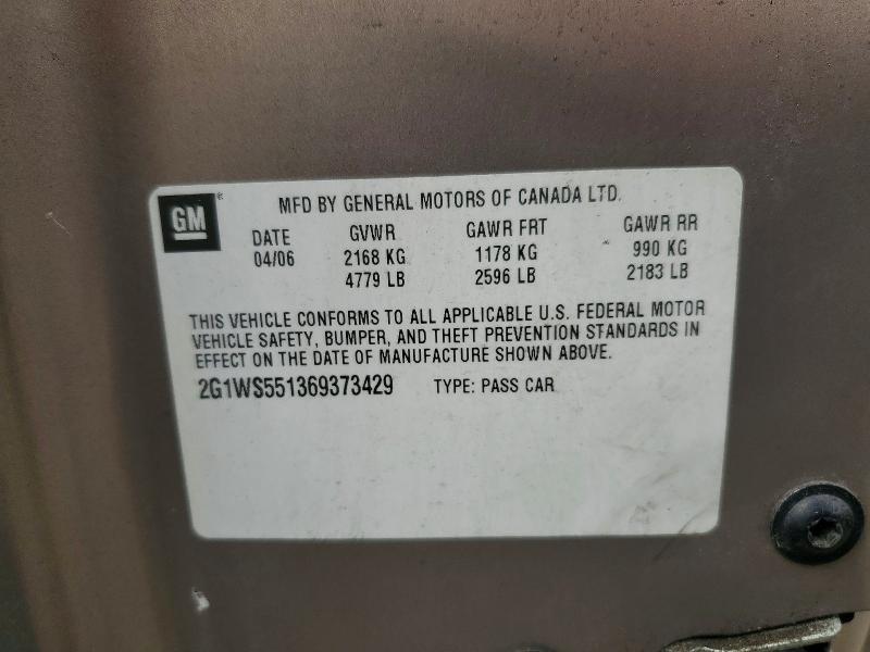 Aukcja sprzedaży 2006 Chevrolet Impala, vin: 2G1WS551369373429, numer aukcji: 51466296