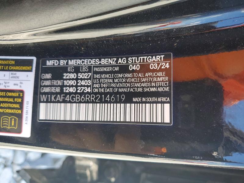49394376 :رقم المزاد ، W1KAF4GB6RR214619 vin ، 2024 Mercedes-benz C مزاد بيع