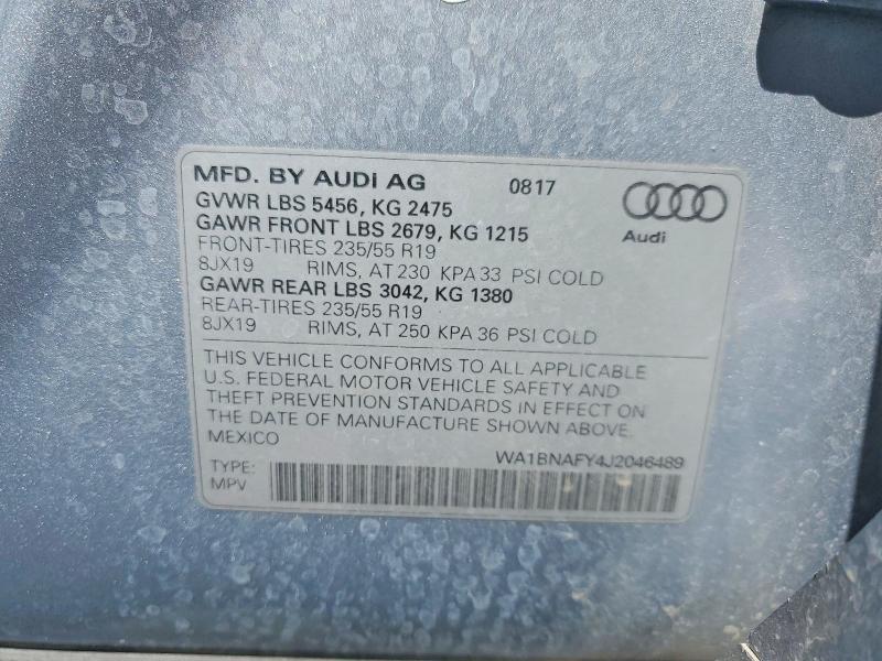 2018 Audi Q5 მანქანა იყიდება აუქციონზე, vin: WA1BNAFY4J2046489, აუქციონის ნომერი: 49669206