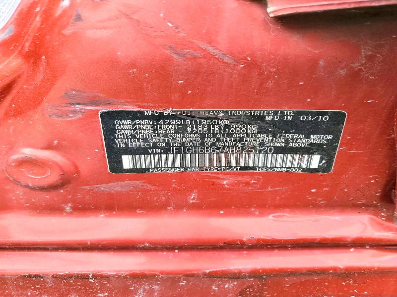 Aukcja sprzedaży 2010 Subaru Impreza, vin: JF1GH6B67AH825120, numer aukcji: 50432956