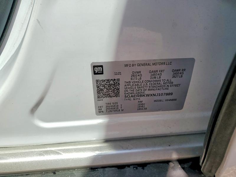 Продаж на аукціоні авто 2022 Buick Enclave, vin: 5GAERBKWXNJ107889, номер лоту: 48406856