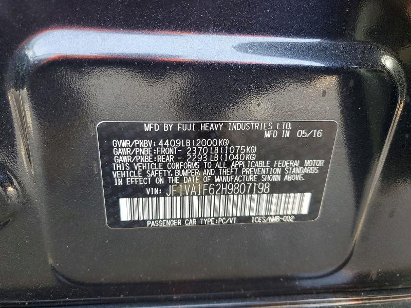 Aukcja sprzedaży 2017 Subaru Wrx, vin: JF1VA1F62H9807198, numer aukcji: 49788766