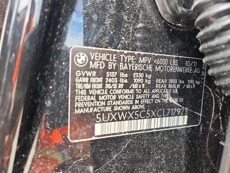 Aukcja sprzedaży 2012 Bmw X3, vin: 5UXWX5C5XCL717923, numer aukcji: 50004796