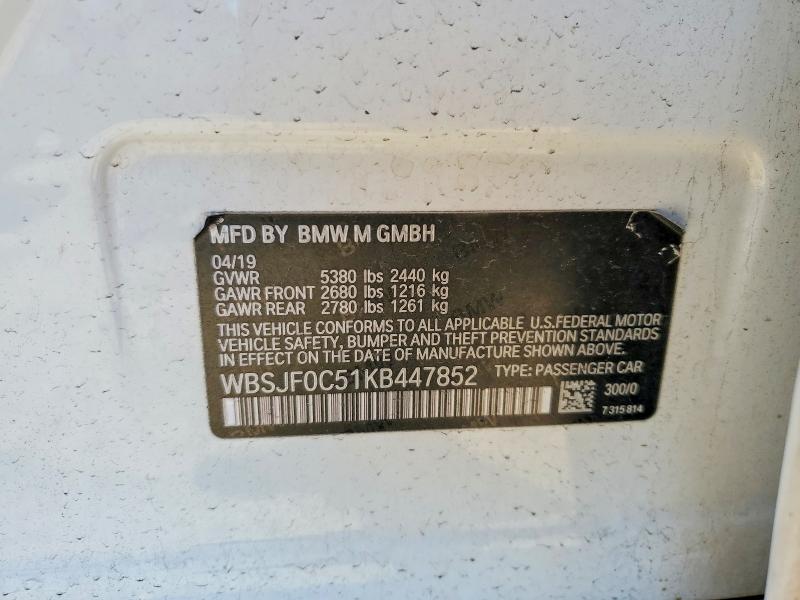 Aukcja sprzedaży 2019 Bmw M5, vin: WBSJF0C51KB447852, numer aukcji: 47871476