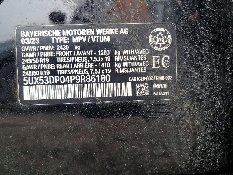 2023 Bmw X3 მანქანა იყიდება აუქციონზე, vin: 5UX53DP04P9R86180, აუქციონის ნომერი: 48579756