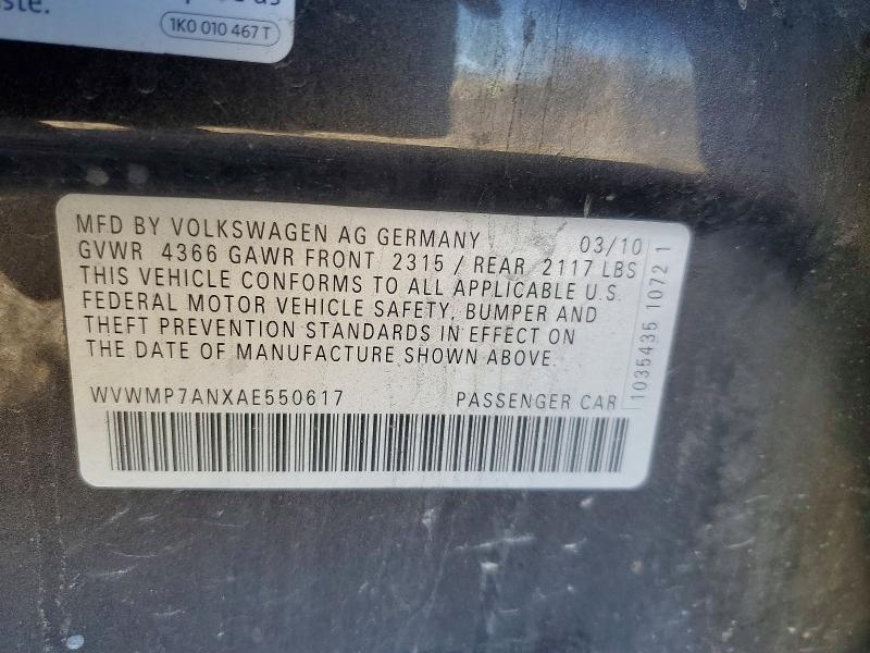 Продаж на аукціоні авто 2010 Volkswagen Cc, vin: WVWMP7ANXAE550617, номер лоту: 49051386