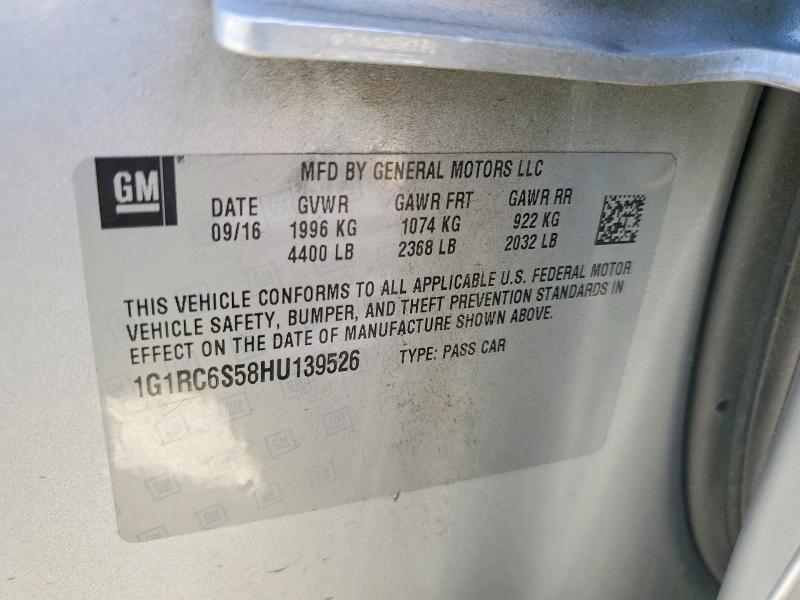 Aukcja sprzedaży 2017 Chevrolet Volt, vin: 1G1RC6S58HU139526, numer aukcji: 50687316