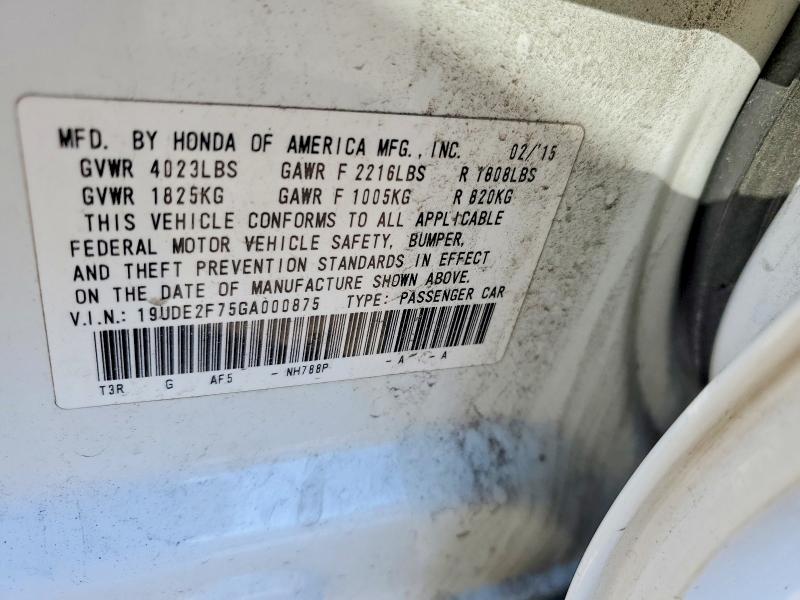 48675426 :رقم المزاد ، 19UDE2F75GA000875 vin ، 2016 Acura Ilx مزاد بيع