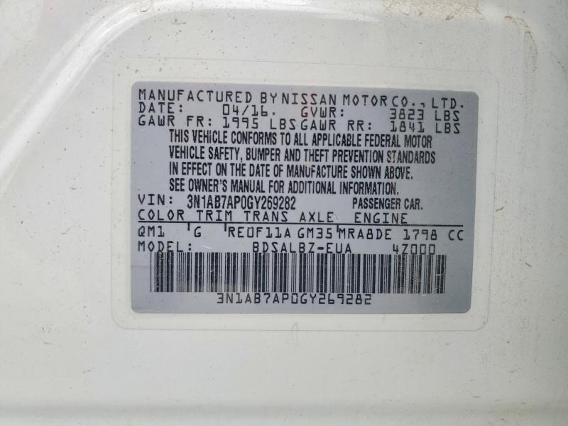 Продажа на аукционе авто 2016 Nissan Sentra, vin: 3N1AB7AP0GY269282, номер лота: 49766986