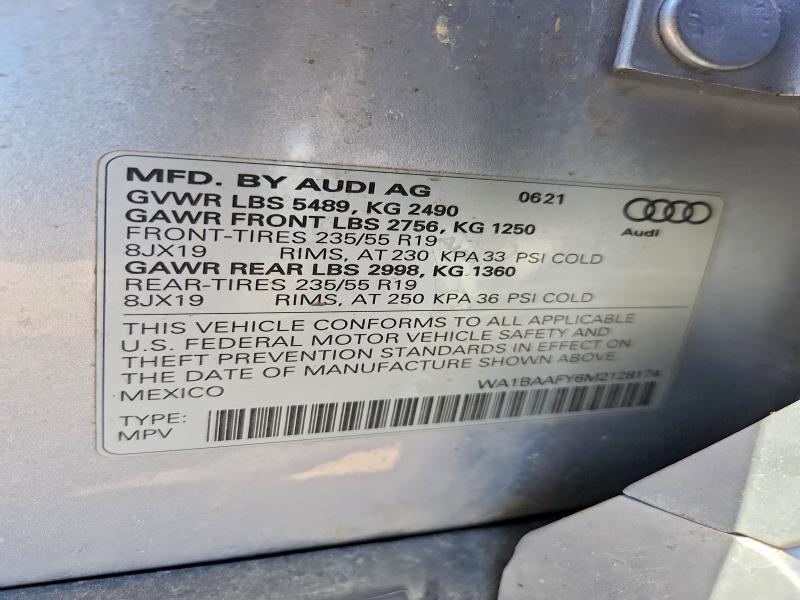 Продаж на аукціоні авто 2021 Audi Q5, vin: WA1BAAFY6M2128174, номер лоту: 50838326