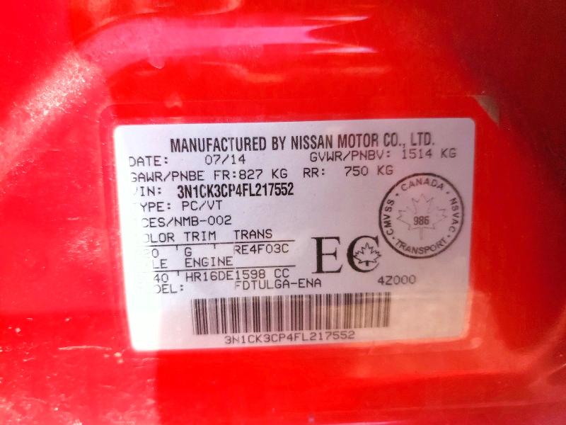 Aukcja sprzedaży 2015 Nissan Micra, vin: 3N1CK3CP4FL217552, numer aukcji: 50624206