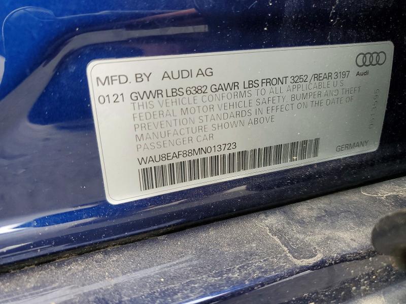 Продаж на аукціоні авто 2021 Audi A8, vin: WAU8EAF88MN013723, номер лоту: 51453386