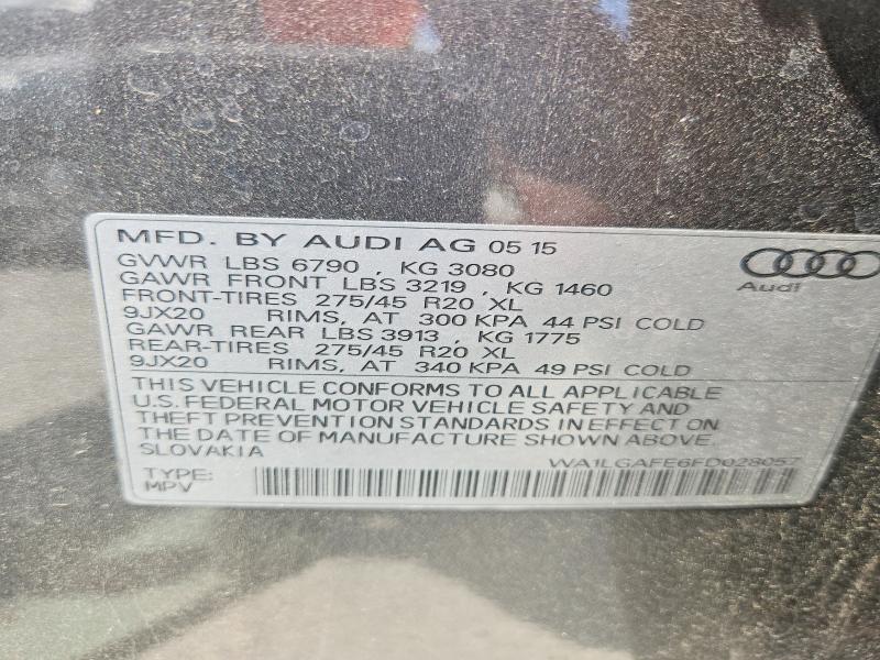 51159176 :رقم المزاد ، WA1LGAFE6FD028057 vin ، 2015 Audi Q7 مزاد بيع
