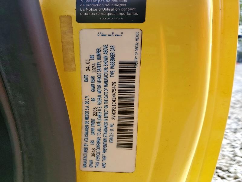 52165766 :رقم المزاد ، 3VWCP21C41M475479 vin ، 2001 Volkswagen New Beetle مزاد بيع