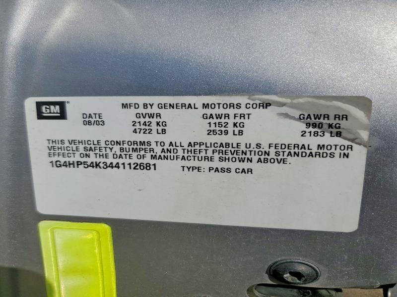 2004 Buick Lesabre მანქანა იყიდება აუქციონზე, vin: 1G4HP54K344112681, აუქციონის ნომერი: 51373906