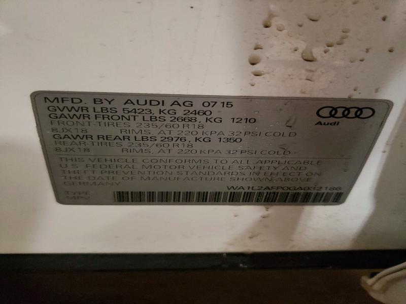 50769896 :رقم المزاد ، WA1L2AFP0GA032186 vin ، 2016 Audi Q5 مزاد بيع