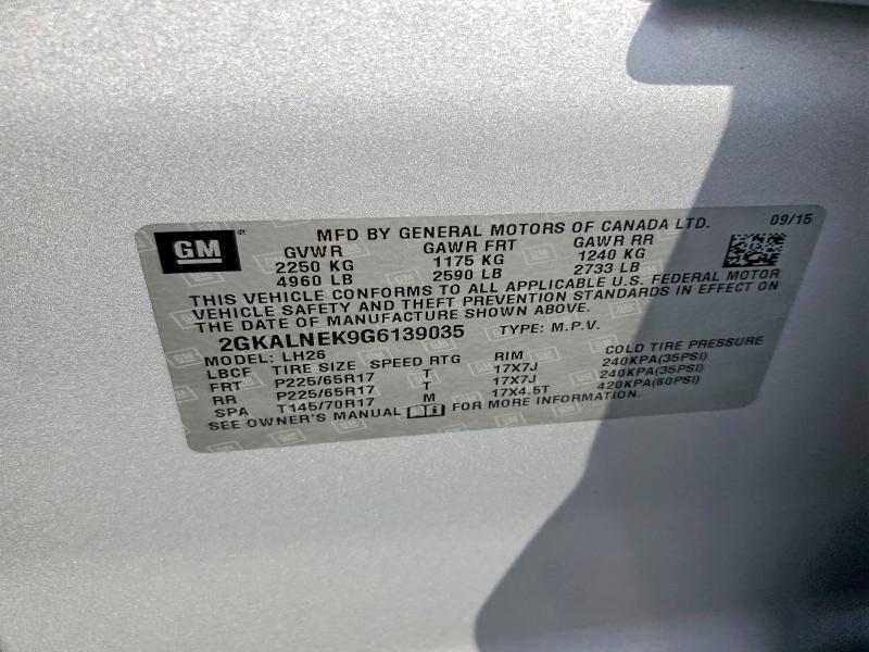 Aukcja sprzedaży 2016 Gmc Terrain, vin: 2GKALNEK9G6139035, numer aukcji: 51442976