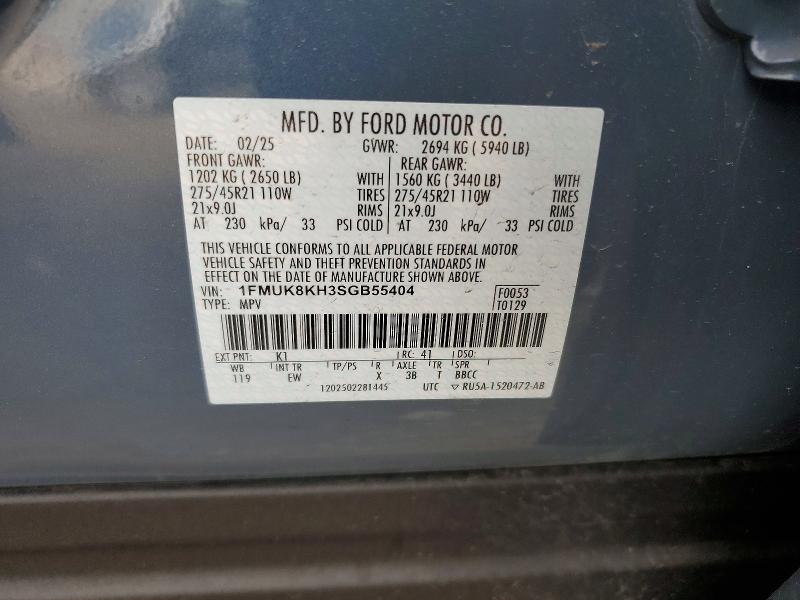 Aukcja sprzedaży 2025 Ford Explorer, vin: 1FMUK8KH3SGB55404, numer aukcji: 50926346