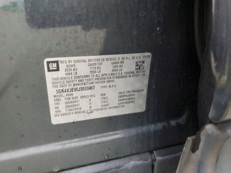2018 Chevrolet Equinox მანქანა იყიდება აუქციონზე, vin: 3GNAXJEV6JS600467, აუქციონის ნომერი: 50944056
