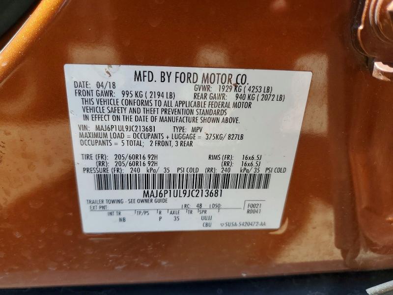 Продажа на аукционе авто 2018 Ford Ecosport, vin: MAJ6P1UL9JC213681, номер лота: 50406536