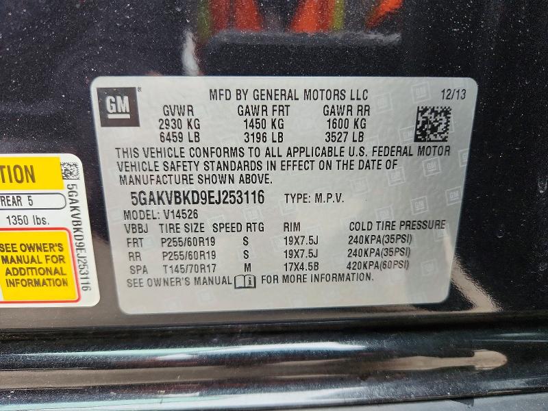 48043286 :رقم المزاد ، 5GAKVBKD9EJ253116 vin ، 2014 Buick Enclave مزاد بيع