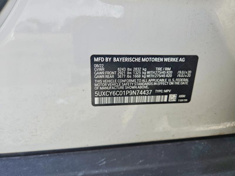 2023 Bmw X6 მანქანა იყიდება აუქციონზე, vin: 5UXCY6C01P9N74437, აუქციონის ნომერი: 51552496