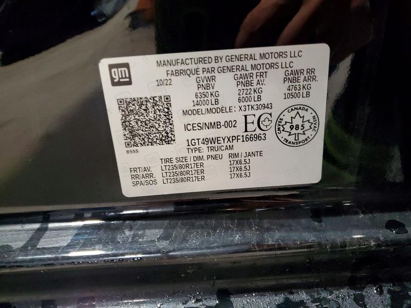 49220516 :رقم المزاد ، 1GT49WEYXPF166963 vin ، 2023 Gmc Sierra مزاد بيع