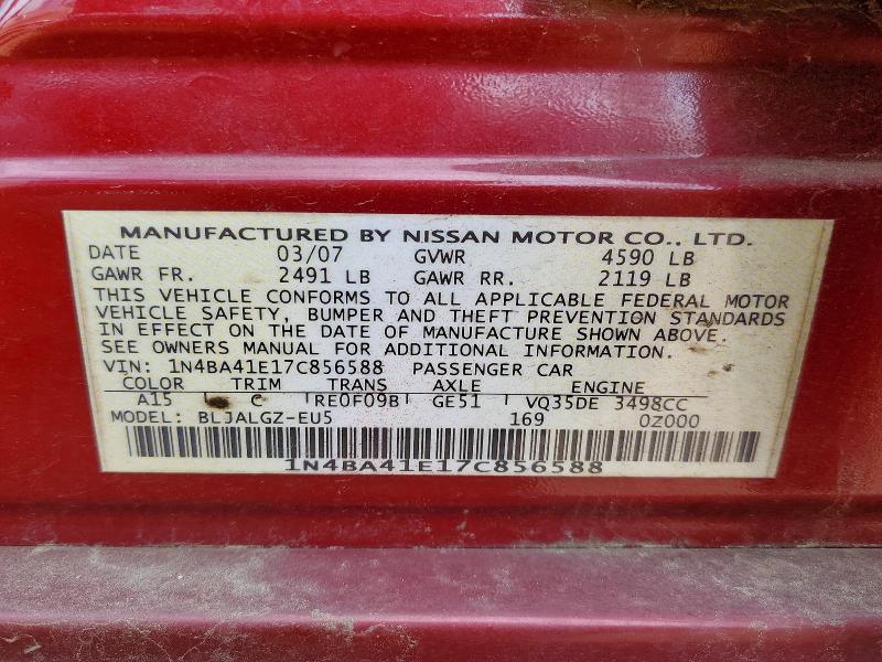 Продажа на аукционе авто 2007 Nissan Maxima, vin: 1N4BA41E17C856588, номер лота: 49237376