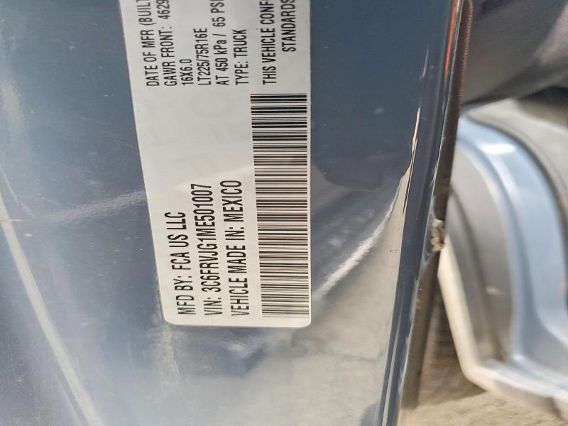 49304126 :رقم المزاد ، 3C6FRVJG1ME501007 vin ، 2021 Ram Promaster 3500 مزاد بيع