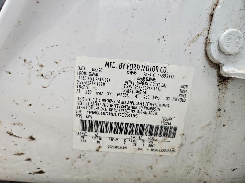 Продажа на аукционе авто 2020 Ford Explorer, vin: 1FMSK8DH8LGC78105, номер лота: 45464686