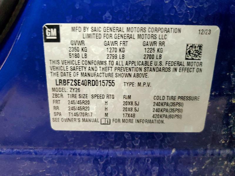 51481806 :رقم المزاد ، LRBFZSE40RD015755 vin ، 2024 Buick Envision مزاد بيع