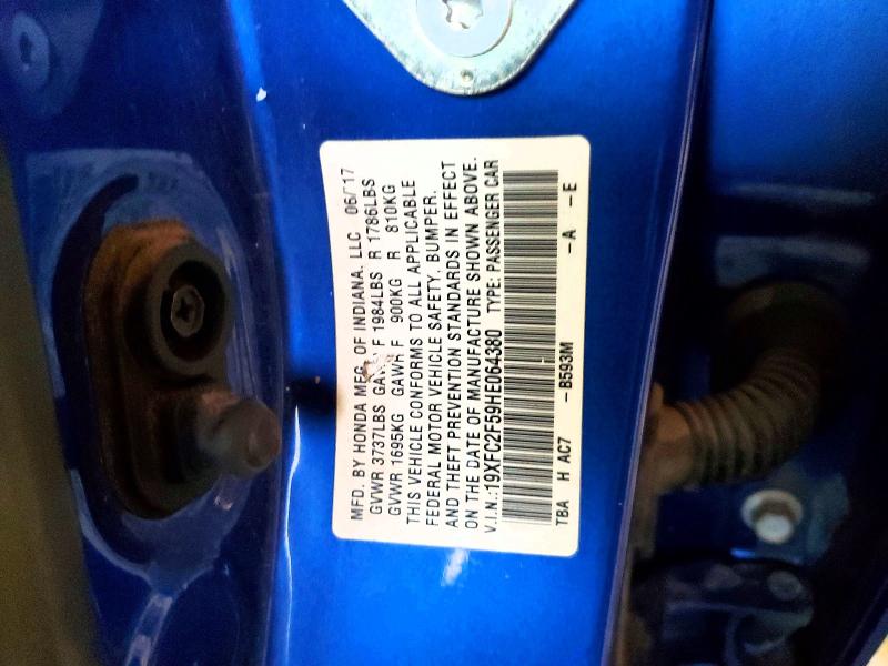 Aukcja sprzedaży 2017 Honda Civic, vin: 19XFC2F59HE064380, numer aukcji: 50127796